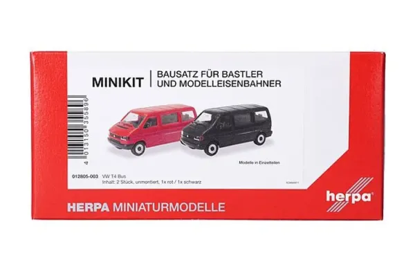 Herpa_12805_003___2_X_VW_T4_ROOD_EN_ZWART_MINIKIT