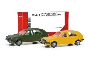 Herpa_12195_010___2_X_VW_GOLF_II_4_DEURS_GROEN_EN_GEEL__MINIKIT_